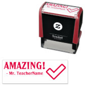 "AMAZING!" + Schoolleraar Naam Rubberstempel Zelfinktende Stempel (In situ)