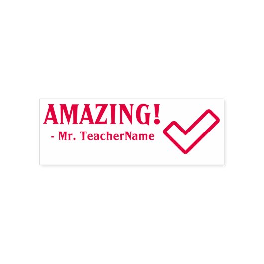 "AMAZING!" + Schoolleraar Naam Rubberstempel Zelfinktende Stempel (Design)