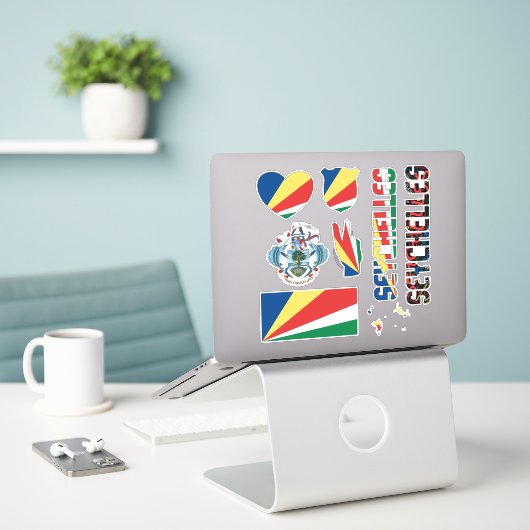 Amazing Seychellen Shapes National Symbols Sticker (Laptop op bureau)