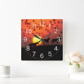 Amazing Silhouette Sunset Vierkante Klok (Huis)