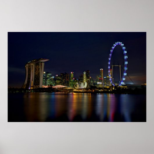 Amazing Singapore Skyline by Night Poster (Voorkant)