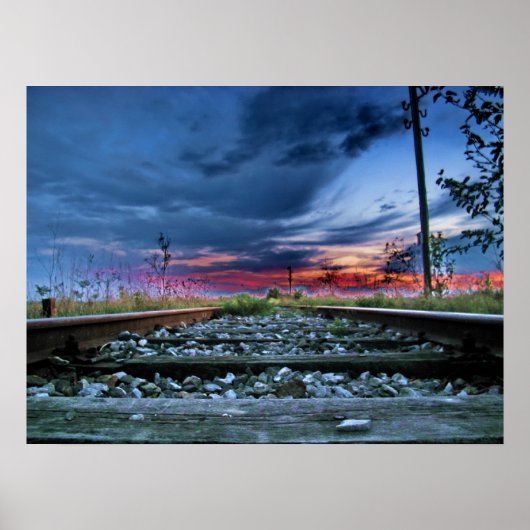Amazing Sky over de spoorweg Poster (Voorkant)