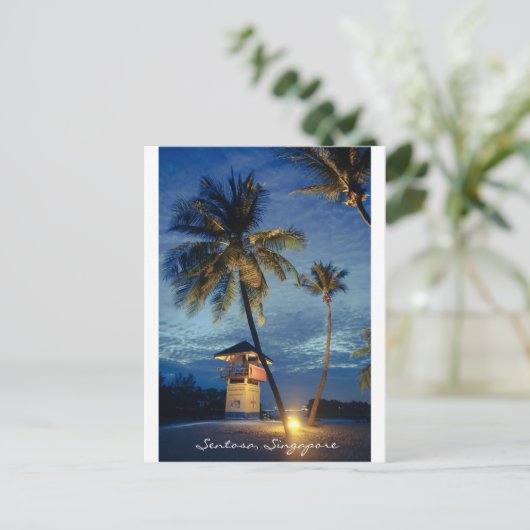 Amazing strand uitzicht briefkaart Sentosa, Singap (Staand voorkant)