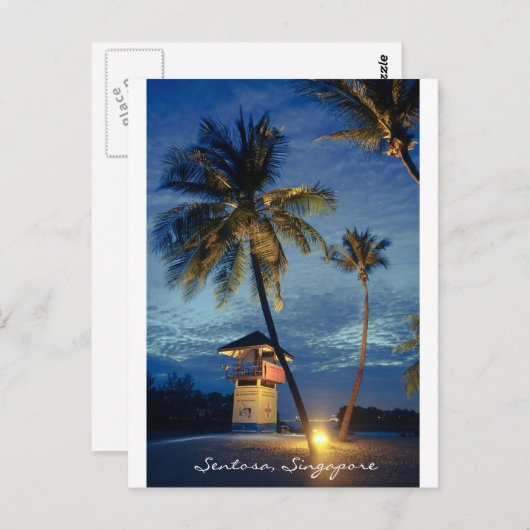 Amazing strand uitzicht briefkaart Sentosa, Singap (Voorkant / Achterkant)