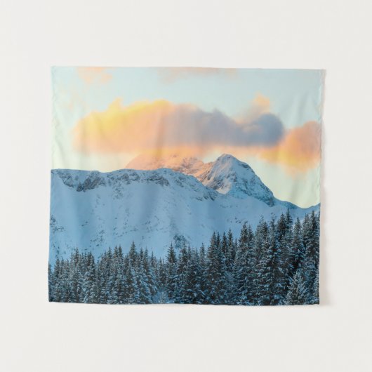 Amazing sunset boven berg Triglav, Slovenië Wandkleed (Voorkant (horizontaal))