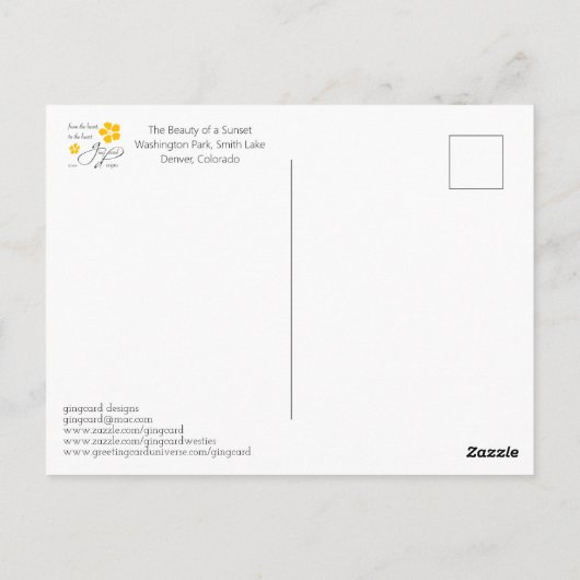 Amazing Sunset over Washington Park Denver CO Briefkaart (Achterkant)
