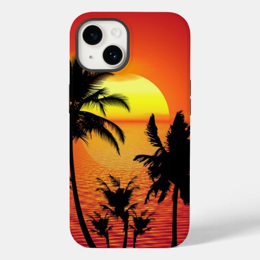 Amazing sunset with palms on tropical beach Case-Mate iPhone case (Achterkant)