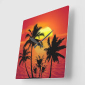 Amazing sunset with palms on tropical beach vierkante klok (Hoek)