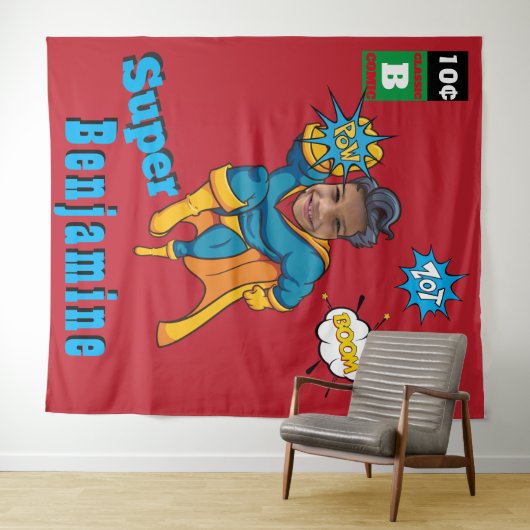 Amazing Superheld Birthday Photo Perfect Kinder Wandkleed (In Situ (horizontaal))
