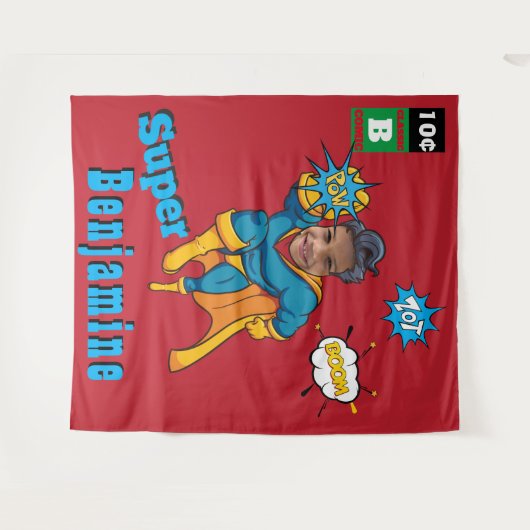 Amazing Superheld Birthday Photo Perfect Kinder Wandkleed (Voorkant (horizontaal))