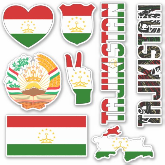 Amazing Tajikistan Shapes National Symbols Sticker (Voorkant)