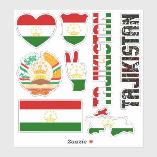 Amazing Tajikistan Shapes National Symbols Sticker (Vel)