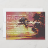 Amazing Tropical Beach Sunset Palm Trees Wedding Kaart (Achterkant)