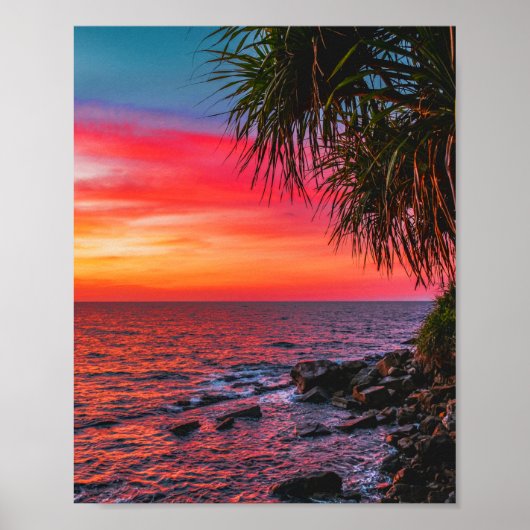 Amazing Tropical Ocean Palm Sunset Dream Poster (Voorkant)