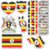 Amazing Uganda Shapes National Symbols Sticker (Voorkant)
