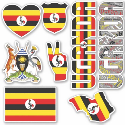 Amazing Uganda Shapes National Symbols Sticker (Voorkant)