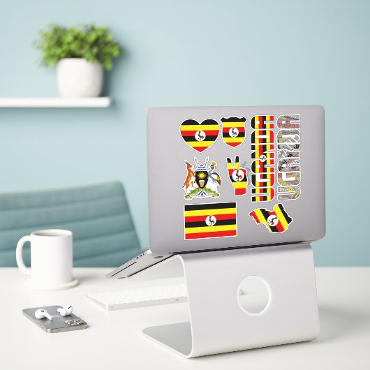 Amazing Uganda Shapes National Symbols Sticker (Laptop op bureau)