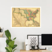 Amazing US America Map 1839 Poster (Thuiskantoor)