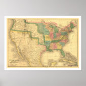 Amazing US America Map 1839 Poster (Voorkant)