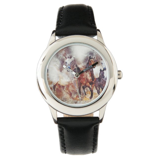 Amazing white and bay horses in a gallop horloge (Voorkant)