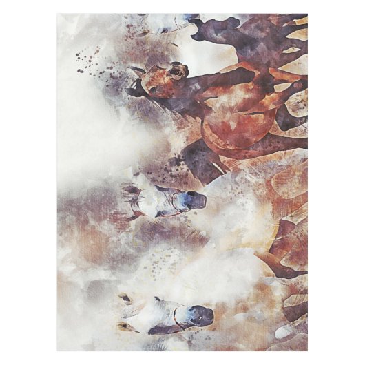 Amazing white and bay horses in a gallop tafelkleed (Voorkant)