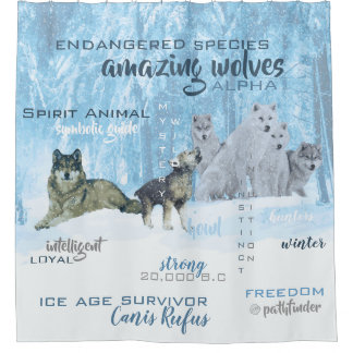 Amazing Wolves Typografie | Gepersonaliseerd Douchegordijn