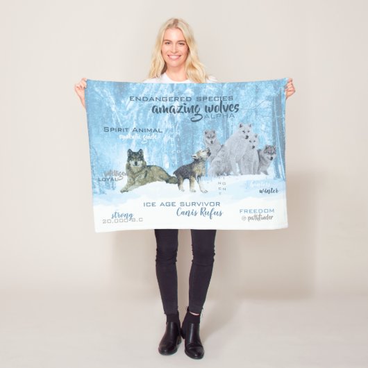 Amazing Wolves Typografie | Gepersonaliseerd Fleece Deken (In situ)