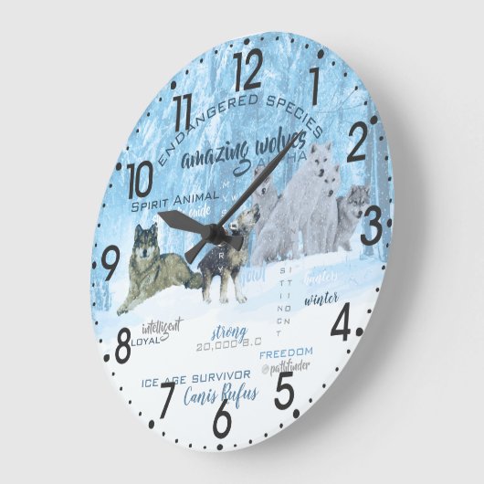 Amazing Wolves Typografie | Gepersonaliseerd Grote Klok (Hoek)