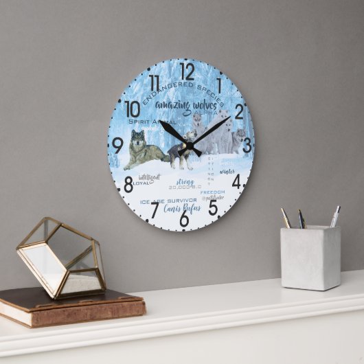 Amazing Wolves Typografie | Gepersonaliseerd Grote Klok (Kantoor)