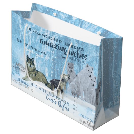 Amazing Wolves Typografie | Gepersonaliseerd Large Cadeautasje (Voorkant Gekanteld)