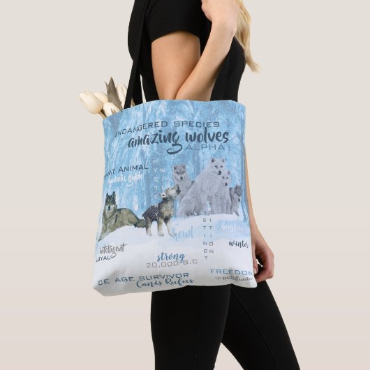 Amazing Wolves Typografie | Gepersonaliseerd Tote Bag (Dichtbij)