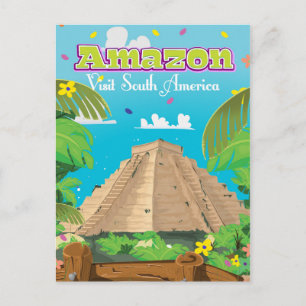 Amazon, Brazilië cartoons reisposter. Briefkaart