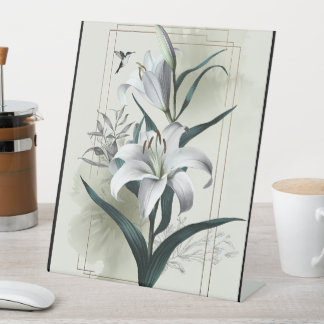 Amazon Lily Art – Gouden & Scandinavische stijl Reclamebord Met Voetstuk