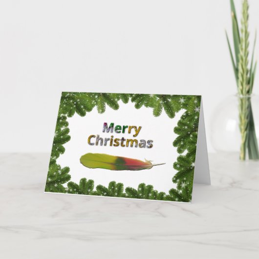 Amazon Parrot Feather Christmas Card Feestdagen Kaart (Voorkant)