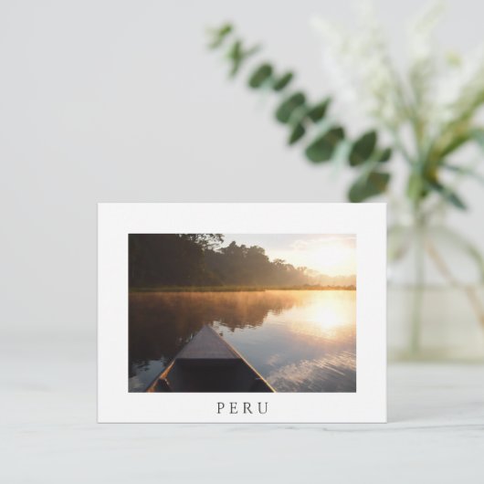 Amazon sunrise, Peru White text briefkaart (Staand voorkant)