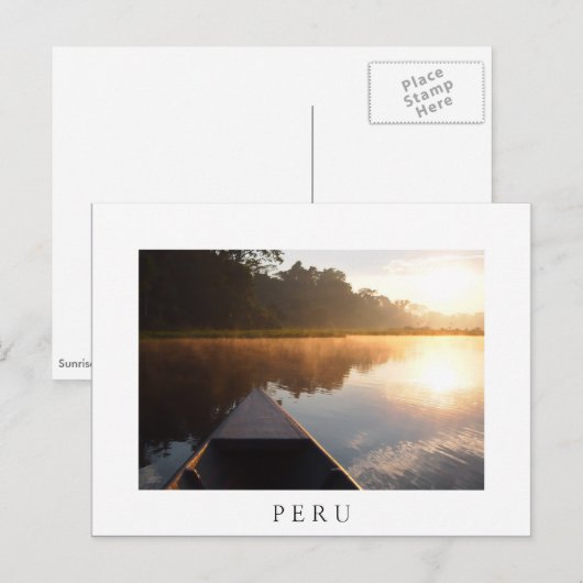 Amazon sunrise, Peru White text briefkaart (Voorkant / Achterkant)