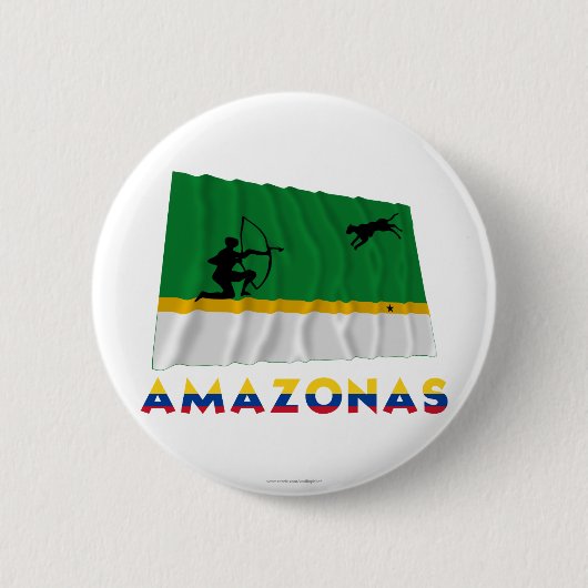 Amazonas Waving Flag met naam Ronde Button 5,7 Cm (Voorkant)