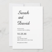 Amazone Font klassieke chique zwart-wit bruiloft Kaart (Voorkant)