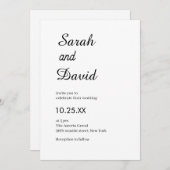 Amazone Font klassieke chique zwart-wit bruiloft Kaart (Voorkant / Achterkant)