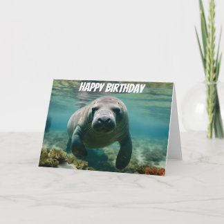 Amazone Manatee zwemmen boven het Amazonerif Kaart