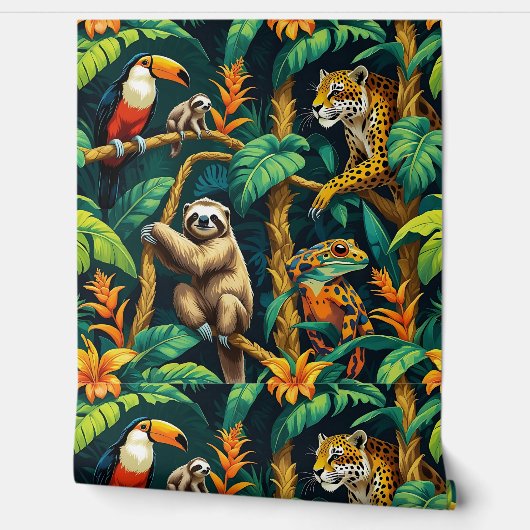 Amazone-regenwoudwezens pellen en plakken behang (Afrollen)