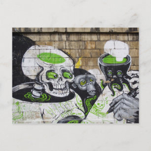 Amazone-schedel en chimpansee Graffiti Briefkaart