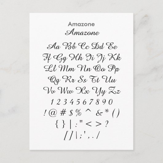 Amazone - Zazzle-lettertypemonsteringsblad Briefkaart (Voorkant)