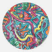 Amazonia-Hand Painted Abstract Art Ronde Sticker (Voorkant)