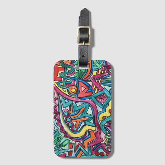 Amazonia-handgeschilderde Abstracte kunst Bagagelabel (Voorkant (verticaal))