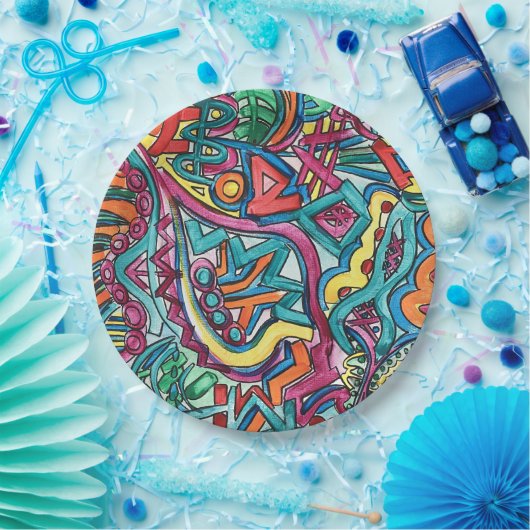 Amazonia-handgeschilderde Abstracte kunst Papieren Bordje (Feest)