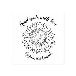 Ambacht Handgemaakt met liefde genaamd zonnebloem Rubberstempel