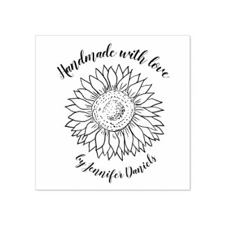 Ambacht Handgemaakt met liefde genaamd zonnebloem Rubberstempel