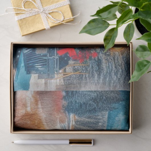 Ambacht met antieke waterverf Kersttrein  Tissuepapier (Geschenk)