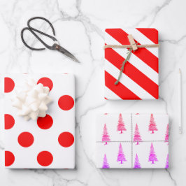 Ambacht Moderne Rode Kerstmis Stippen, Strepen en Inpakpapier Vel
